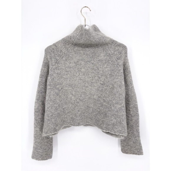REBECCA TAYLOR | Oversized Mock Neck Cropped Sweater in Grey | XS/S - Picture 6 of 8